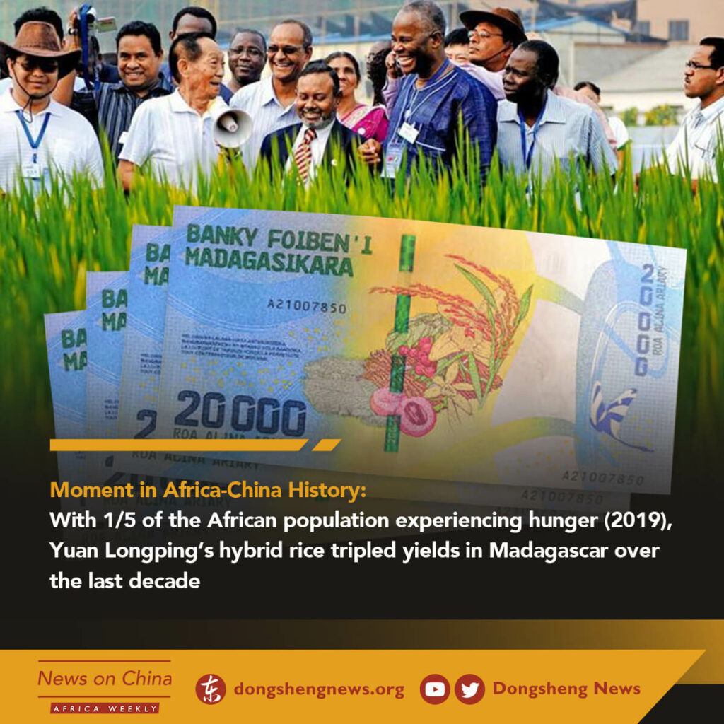 With ⅕ of the African population experiencing hunger (2019), Yuan Longping’s hybrid rice tripled yields in Madagascar over the last decade